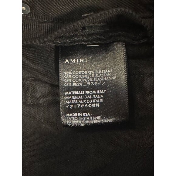Size 31 Amiri Black Jeans Stretch Straight Skinny Stack Distress Mens Womens - Picture 9 of 14